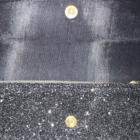 Vintage Womens Handbag Clutch Small Black Glitter Sparkle Formal Party Classic - Picture 4 of 9